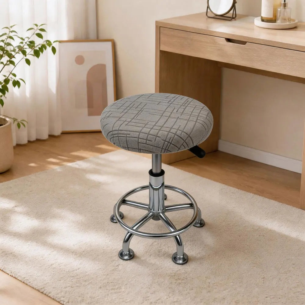 housse tabouret tissu carreaux gris moderne polyester amovible lavable adhésif protection durable cuisine salle