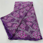 tissu brodé dentelle polyester paillettes fleurs vert violet rouge bleu mariage festive