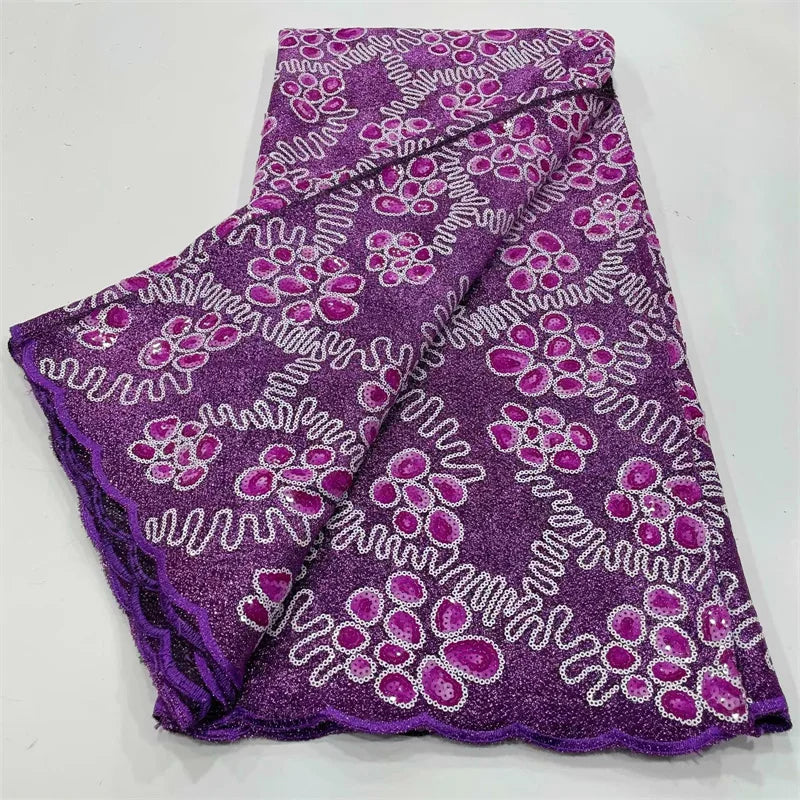 tissu brodé dentelle polyester paillettes fleurs vert violet rouge bleu mariage festive