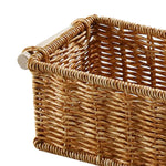paniers rangement tressés marron poignées bois bohème organisation salle bain cuisine