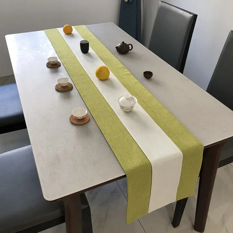 tableau chemin table lin moderne bleu marine rouge vert clair marron gris uni