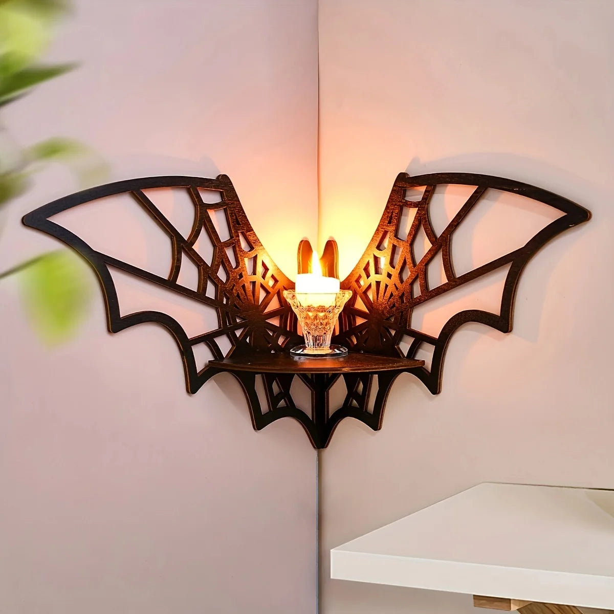 étagère murale chauve souris noire réseau fil métal moderne adhésif bois plastique