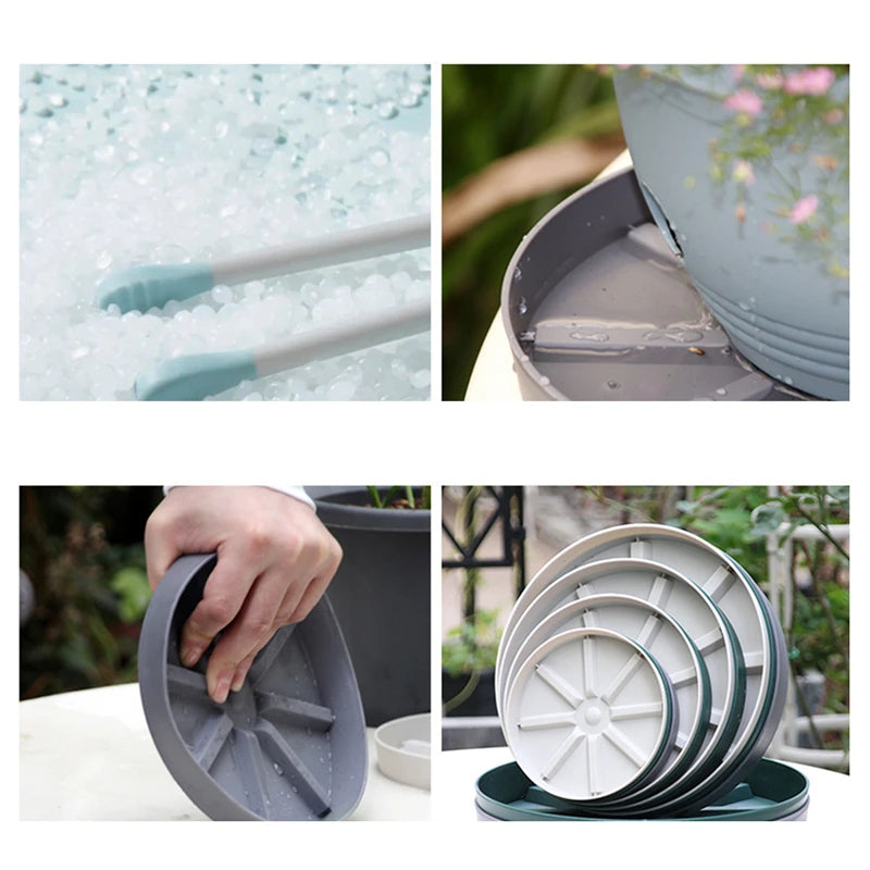 assiettes jardin rayées résine moderne vert gris blanc robustes poignées intérieur extérieur