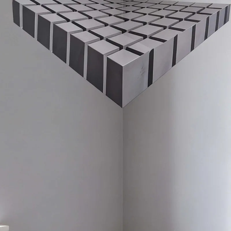 cube 3d illusion optique autocollant mural géométrique moderne lignes noires décoration mur opaque minimaliste