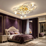 suspension moderne luminaire led or blanc noir cristaux incrustés contemporain anneaux pendants