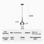 lampe suspendue verre texturé moderne minimaliste argenté transparent 3000k 4000k 6000k