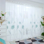 rideau tulle feuilles tropicales blanc vert clair moderne translucide 100cm largeur
