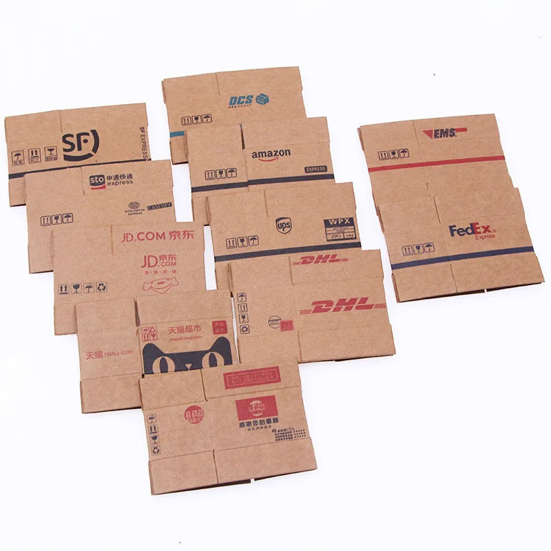 boîtes carton simulation marron imprimé noir blanc accessoires miniatures décoration pratique utilitaire pièces
