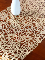 nappe decorative moderne or blanc argent motifs circulaires translucide mariage eventDecorationintérieur