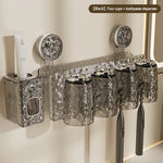 porte brosses dents gobelets transparent moderne texturé fixation suction salle bain
