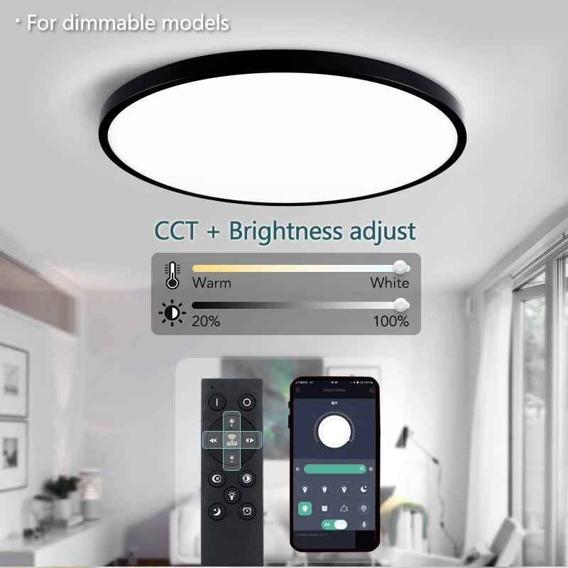 lampe led moderne blanc télécommande application 50cm diamètre 2000 82000lm