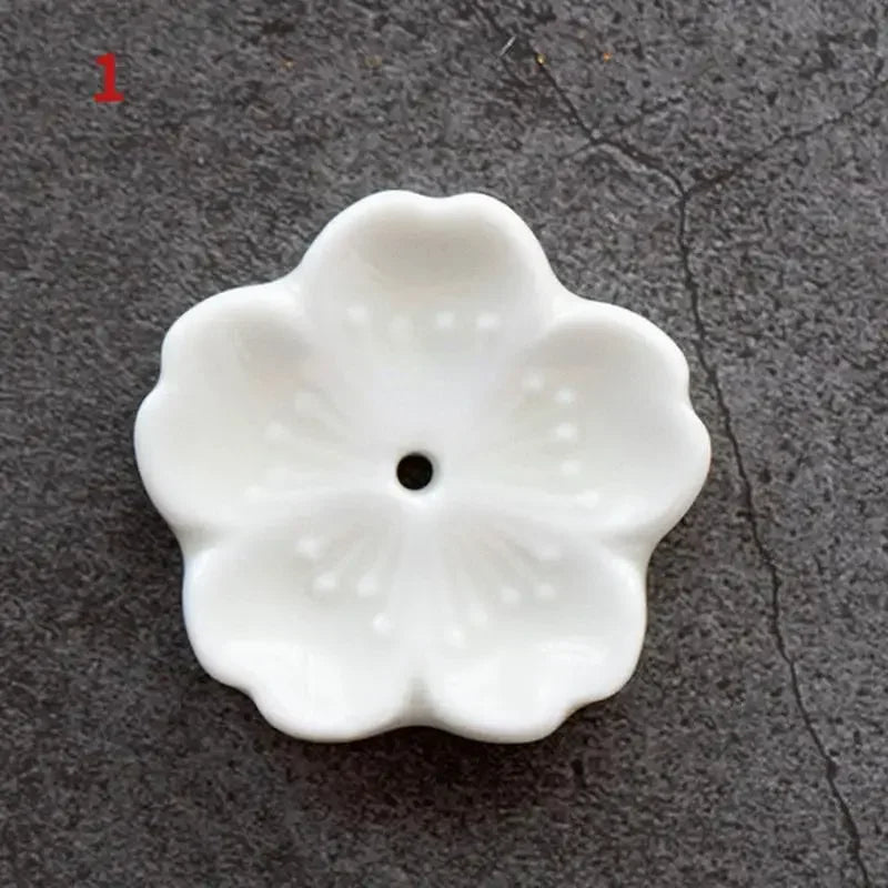 support bâtonnets encens fleurs stylisées artisanal rose bleu vert jaune blanc