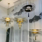 suspension lumineuse moderne dorée cercles concentriques opaque chaîne câble électrique 60 249 lumens 90