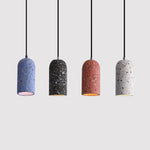 Suspension lumineuse moderne minimaliste texturée gris noir bleu rose blanc opacité câble noir LED