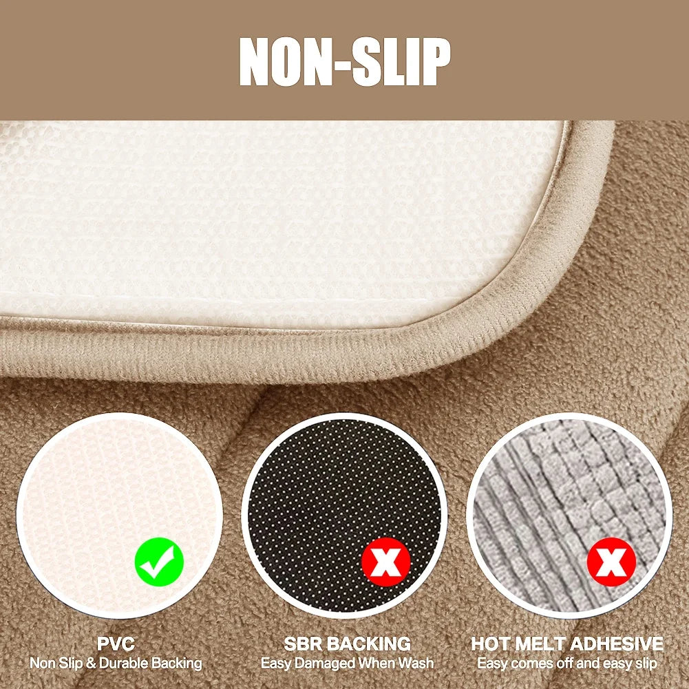 tapis bain mousse mémoire forme absorbant antidérapant moderne rayé beige clair salle bain lavable