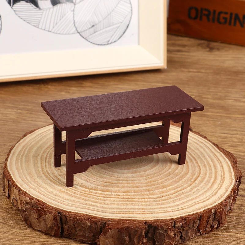 table basse moderne marron striée décoration intérieure jouet enfant collection miniature meubles deco chambreOpaque
