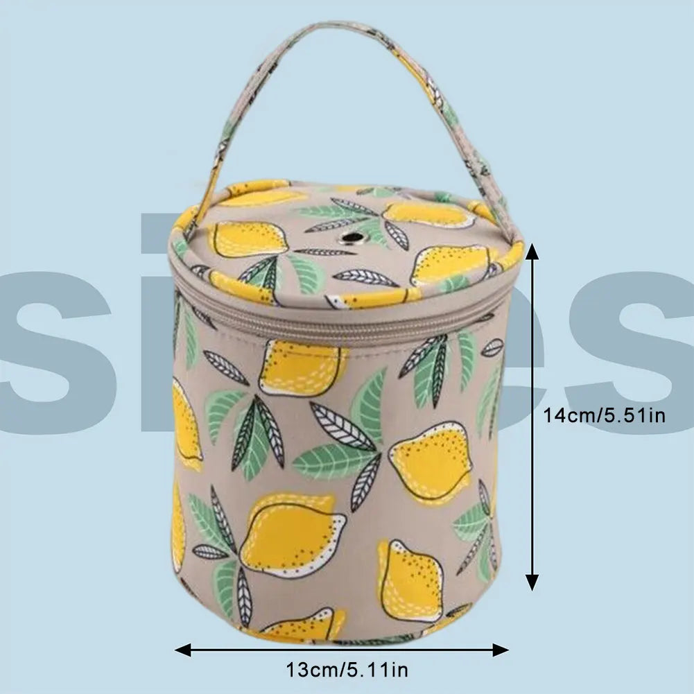Sac rangement laine moderne noir rouge fleurs poignée amovible crochet pelotes mesures pratique