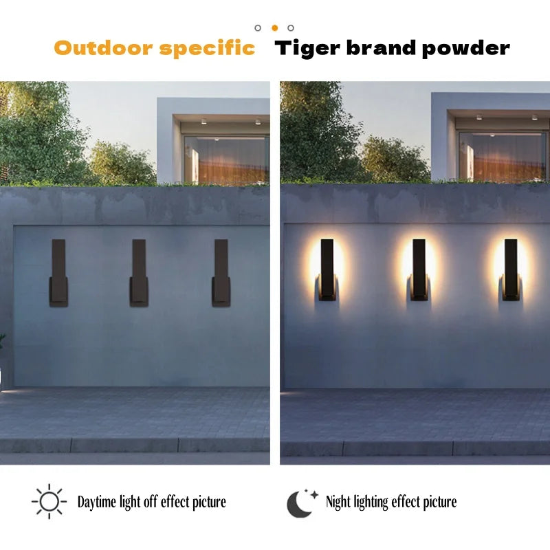 lampe murale extérieure led noir minimaliste moderne autonome hydrofuge 85 265v