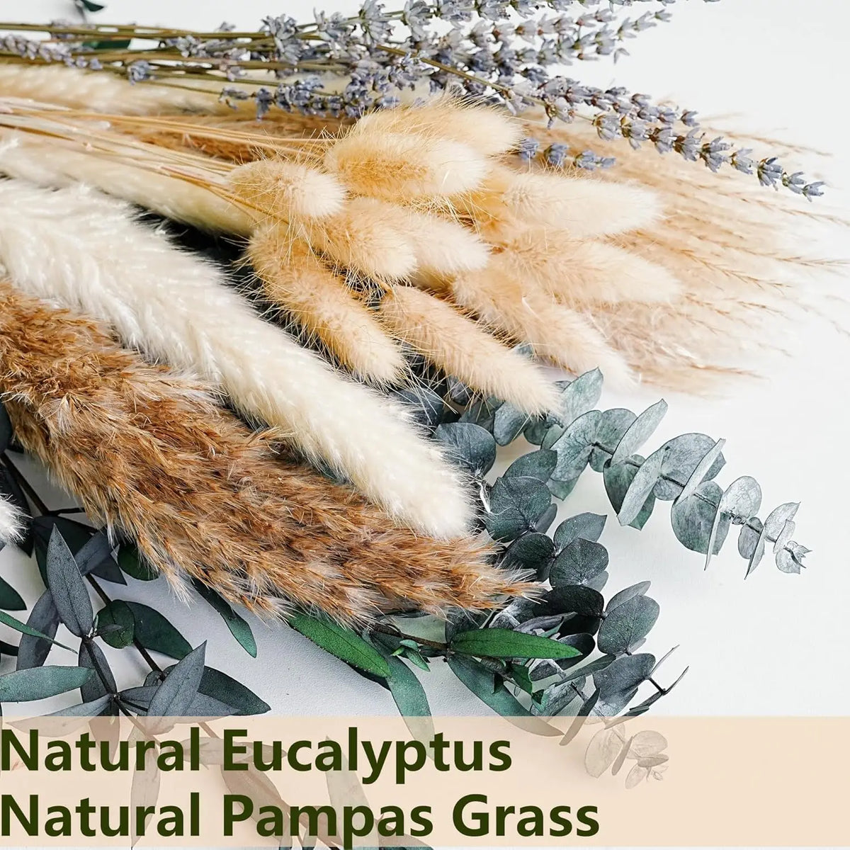 décoration intérieure bouquet fleurs séchées eucalyptus pampa naturel rustique beige vert