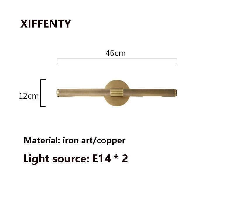 applique murale moderne dorée texturée fixée mur 46cm longueur deux sources lumineuses led chambre