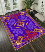 tapis salon moderne motif ethnique violet rouge beige doré décoratif maison chambre grand