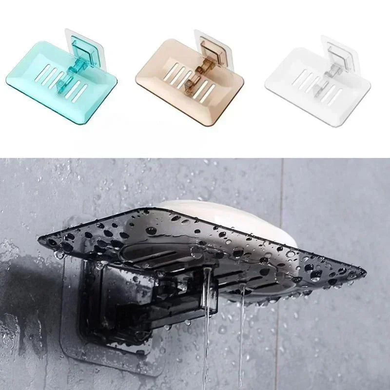 porte savon mural transparent noir rainuré moderne adhésif salle bain