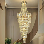 lustre cristal géométrique doré transparent moderne ampoules led semi encastré chambre salon