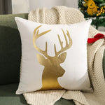 housses coussin noël arbre flocon doré blanc decoration maison car sofa 45x45cm handwash confort