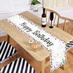 table runner happy birthday multicolore points colorés écriture cursive fête anniversaire moderne festif