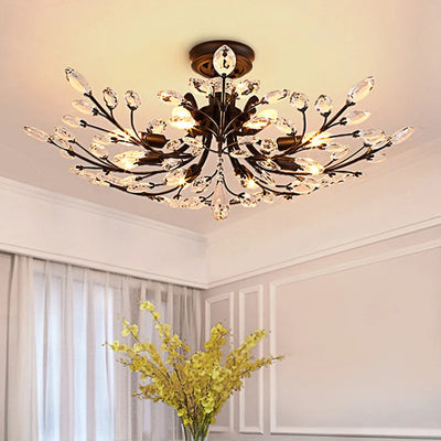 Plafonnier cristal noir design américain pour chambre cosy