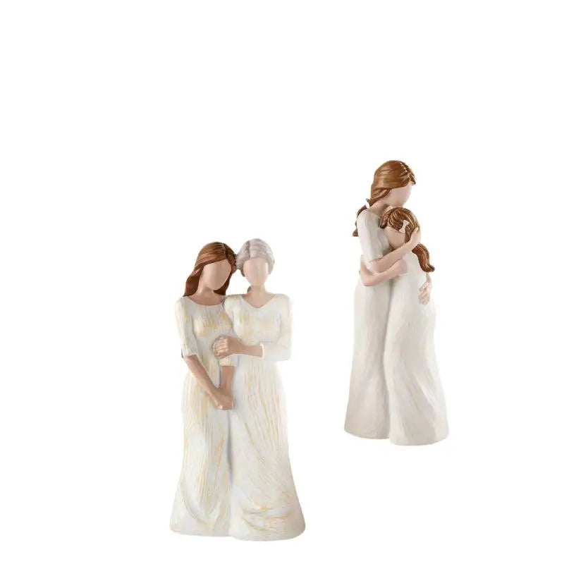 statue résine amitié sœurs blanc beige texture marbrée classique décoration intérieure