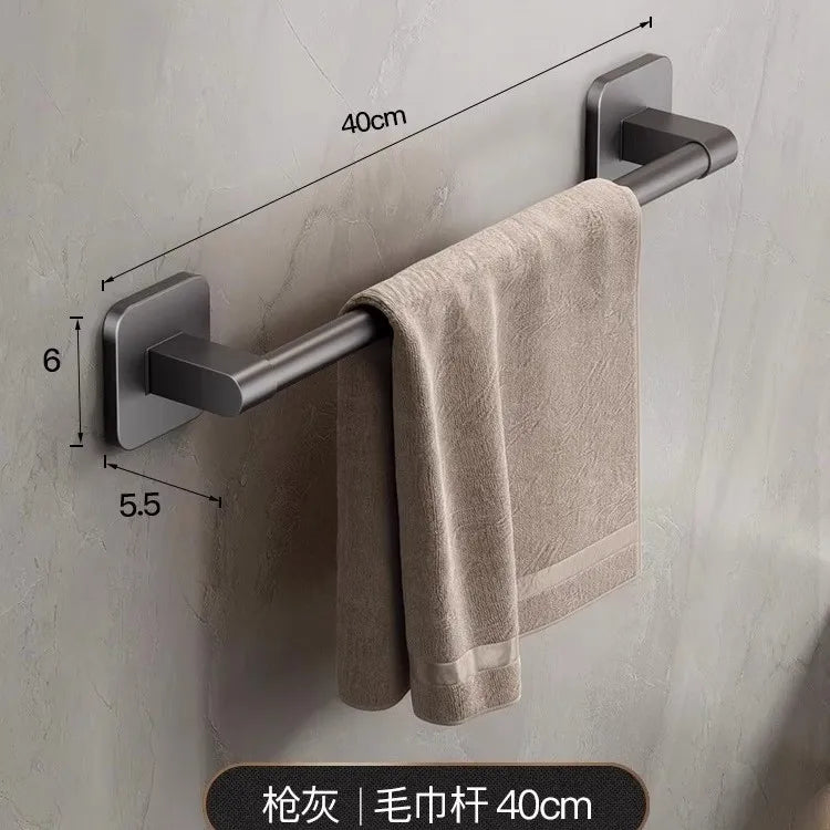 porte serviettes mural gris lisse adhésif moderne salle bain serviettes self contained