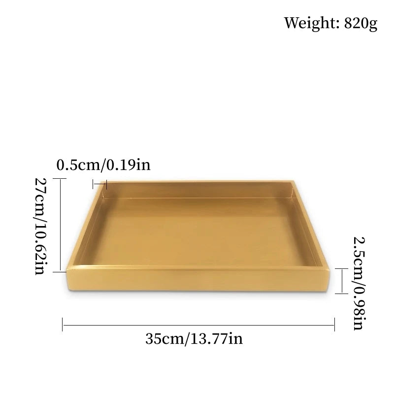 plateau carré doré moderne métal lisse brillant maison salle manger