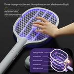 raquette anti moustiques électrique rechargeable lumière violette mesh semi transparent ergonomique batterie lithium