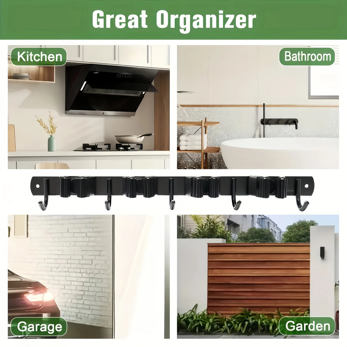 rangement mural outils jardin crochets supports rack storage industriel fixations vis