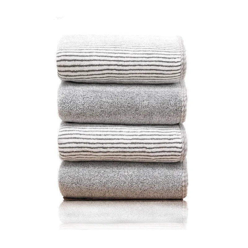 serviette bain rayée rapide absorption gris moderne minimaliste 70x140cm lavable machine
