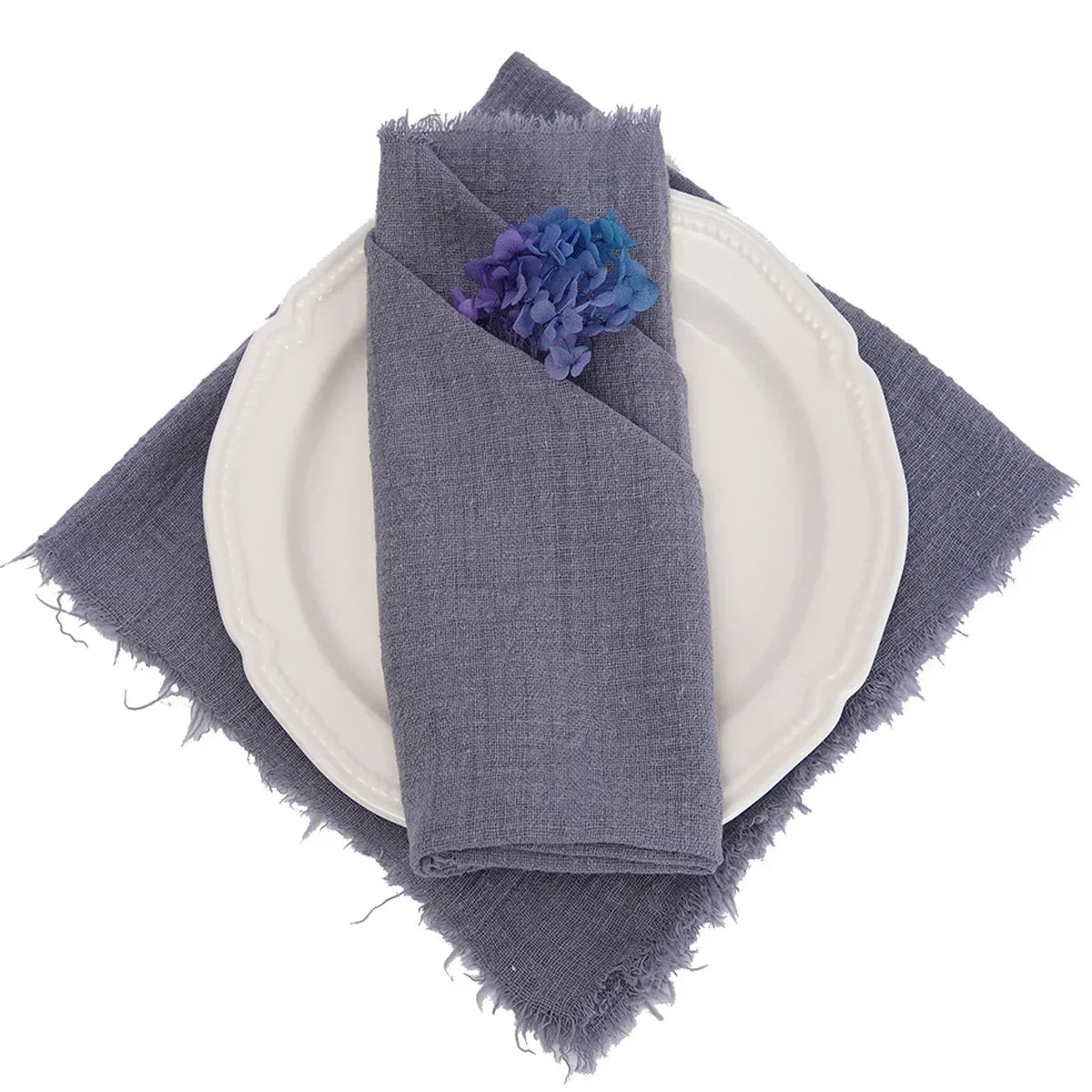 lot serviettes table coton rose franges ruban décorations mariage fête table rustique moderne