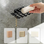 porte savon plastique blanc noir grille moderne adhésif salle bain accessoire maison