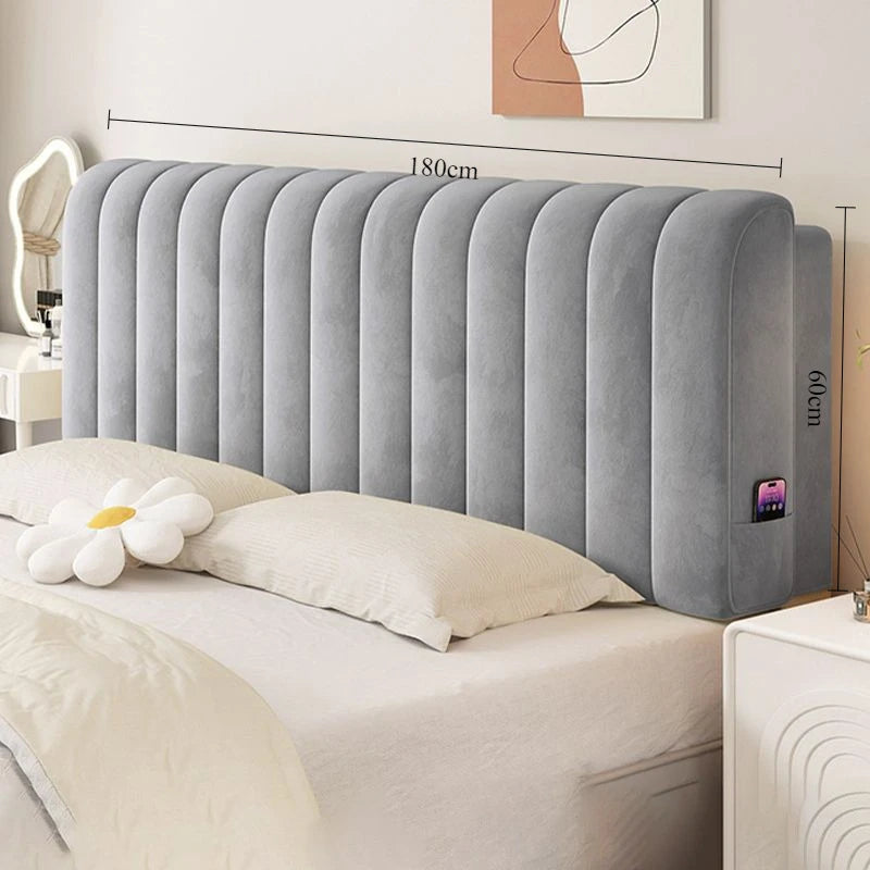 tête lit moderne velours uni beige clair adhésif poche smartphone grande tailleversiblewasher