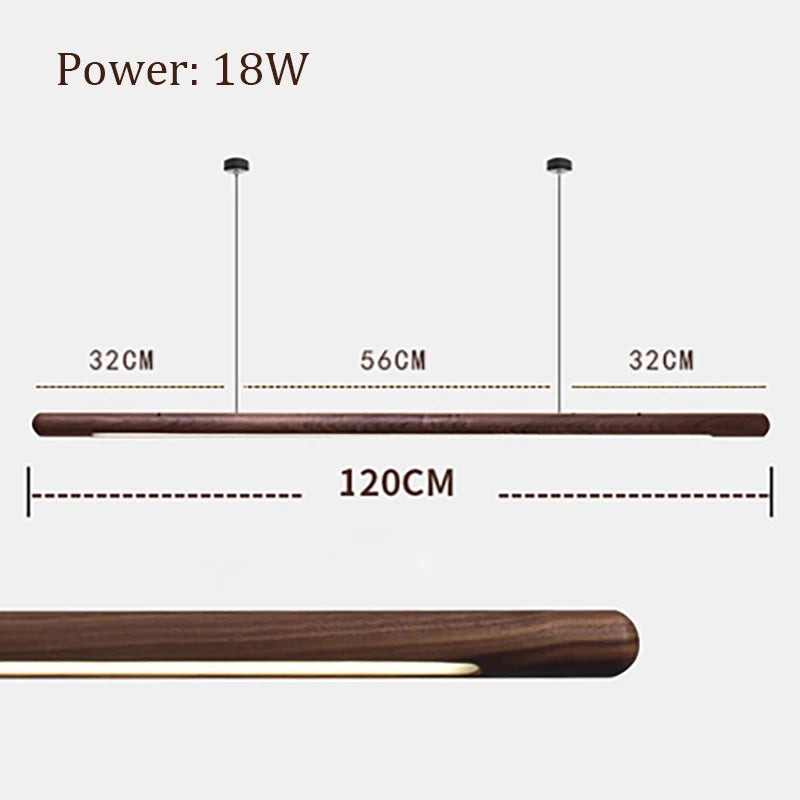lampe suspendue bois marron foncé moderne finition brillante câbles noirs 18w 249 2000lm chambre