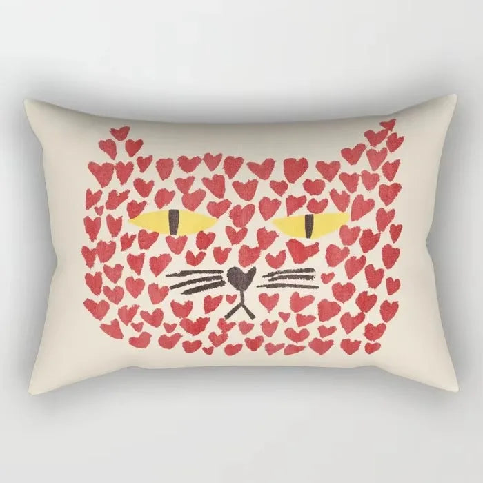taie oreiller rectangulaire motif animal abstrait couleurs vives contemporain 100 polyester 30x50cm