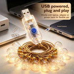 guirlande lumineuse led jaune or modes télécommande corde jute transparente