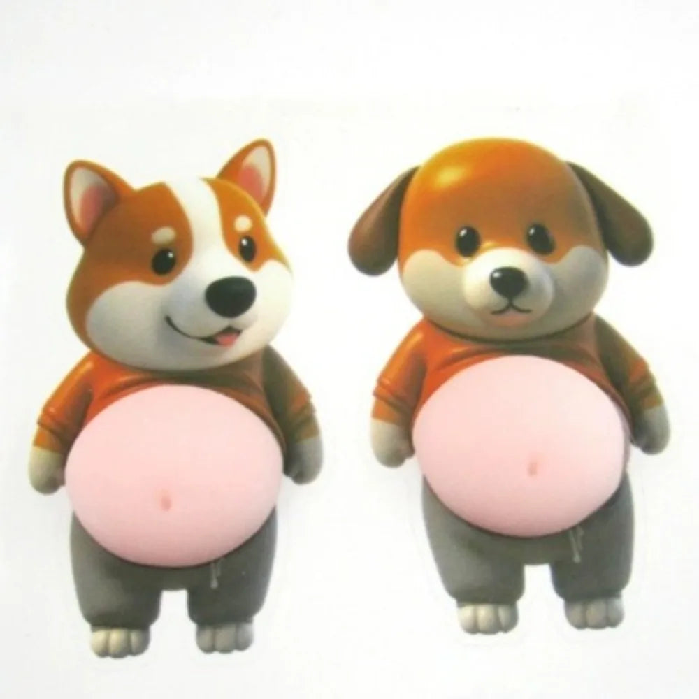 autocollants 3D mignons chiens chats vêtements transparents cartoon adhésifs orange gris rose beige