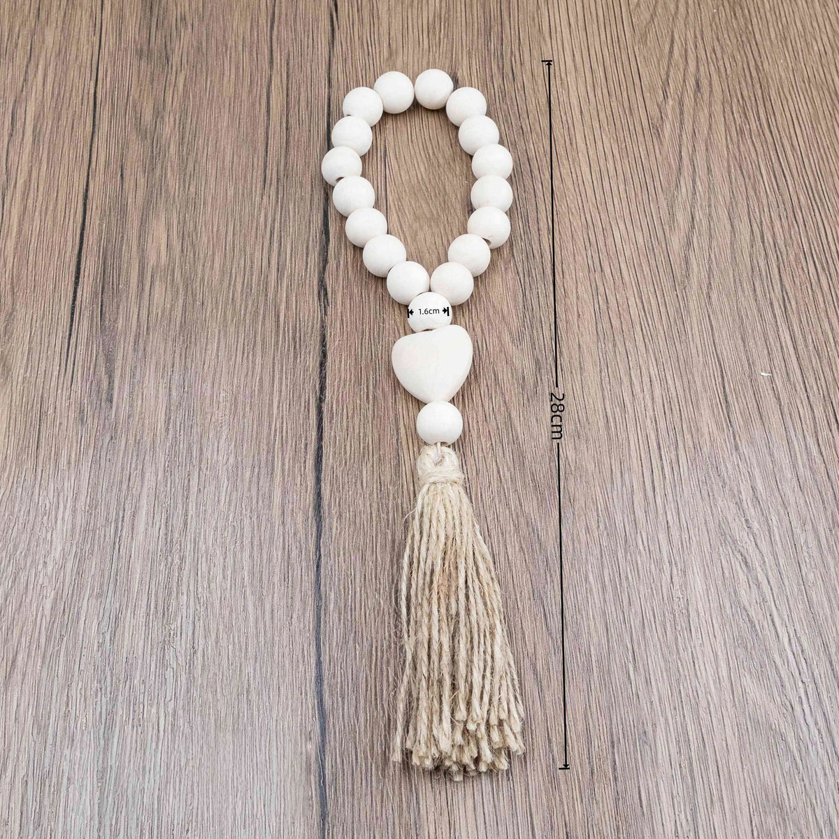 bracelet boho chic rondes coeur relief pompon coton beige clair unique naturel