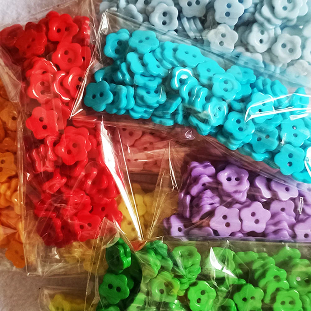 boutons résine fleurs multicolores simples lavables écologiques sans nickel 100pcs⌀1.2cm