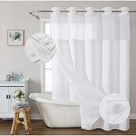 rideau douche blanc texture points moderne ourlet standard polyester respectueux environnement 183x183cm 183x198cm 183x213cm