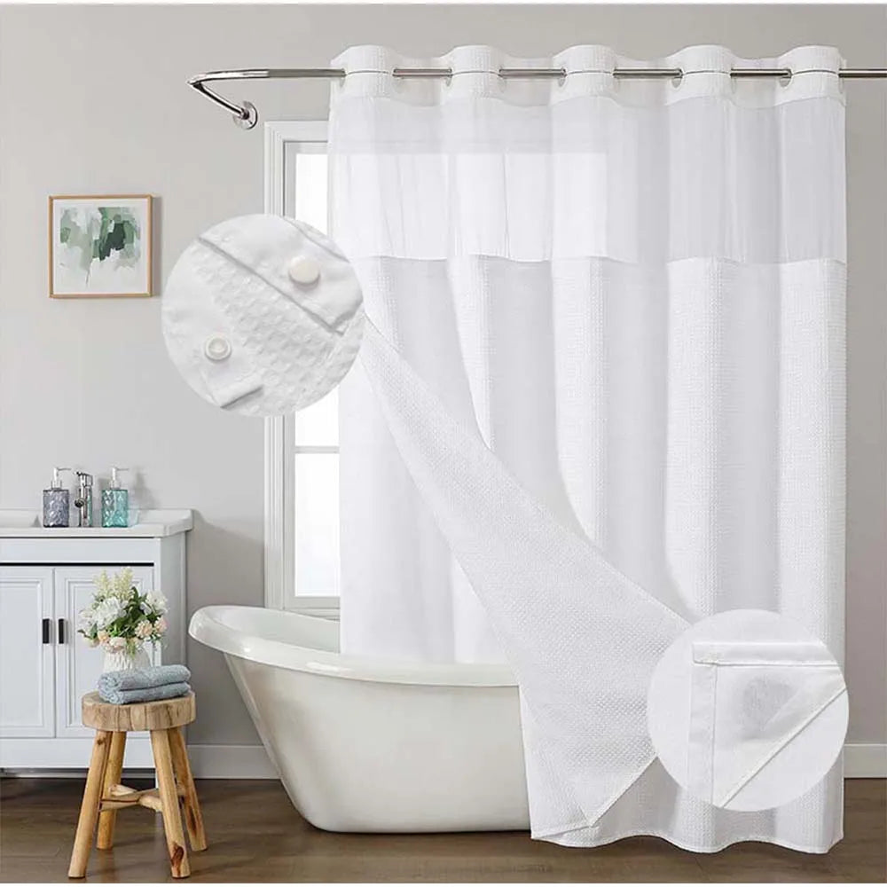 rideau douche blanc texture points moderne ourlet standard polyester respectueux environnement 183x183cm 183x198cm 183x213cm