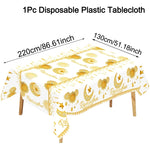 nappe table ramadan islamique motifs dorés étoiles lanternes fleurs İslam deco fête İslamique