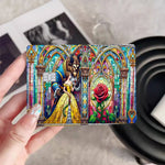 étui cartes bancaires adhésif belle bête vitraux colorés rose personnages réutilisable