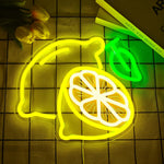 lampe néon citron jaune feuille moderne minimaliste crochet métallique commutateur variable câble usb
